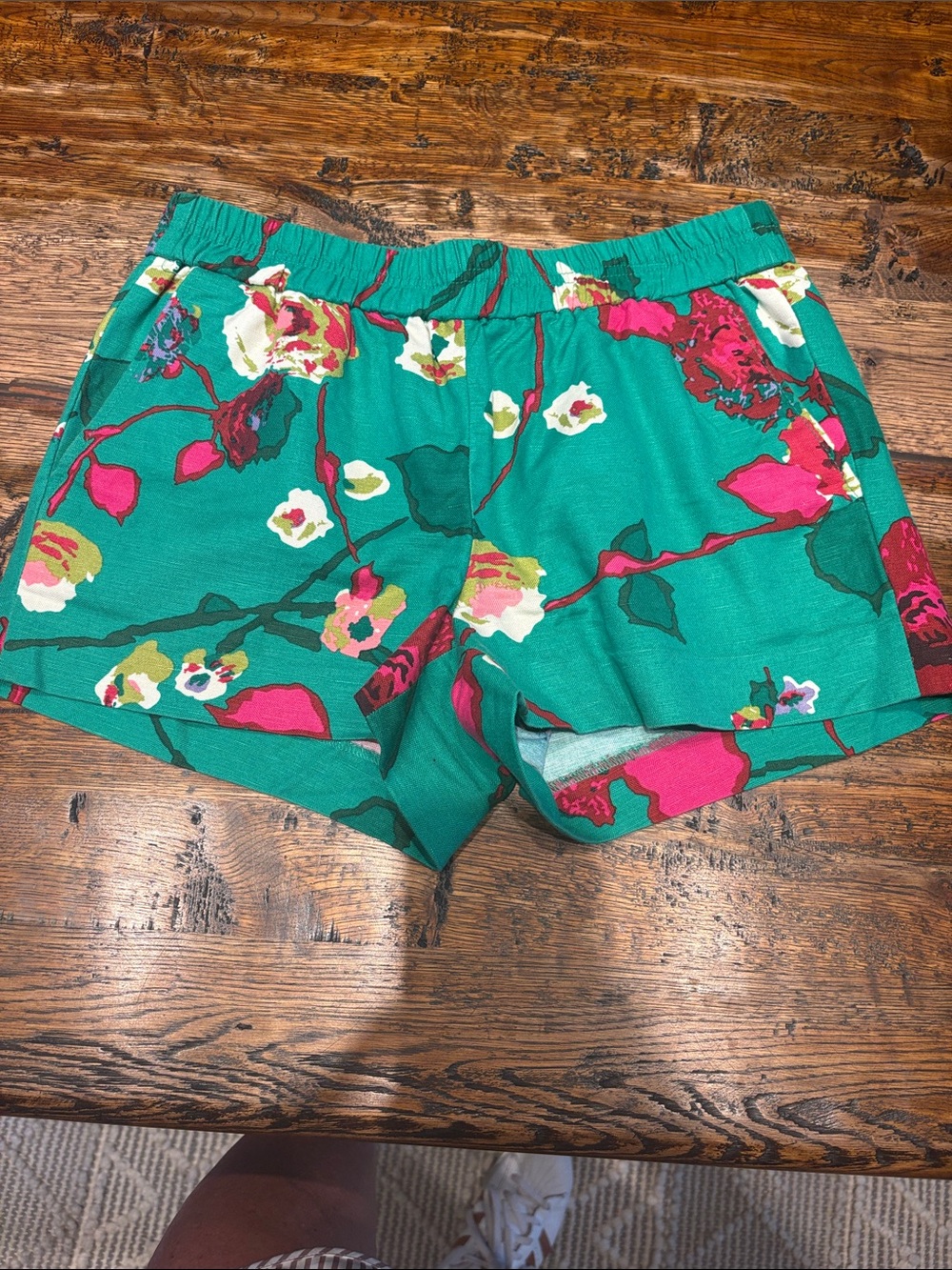 J. Crew Teal Floral Shorts with Pink & Cream Accents